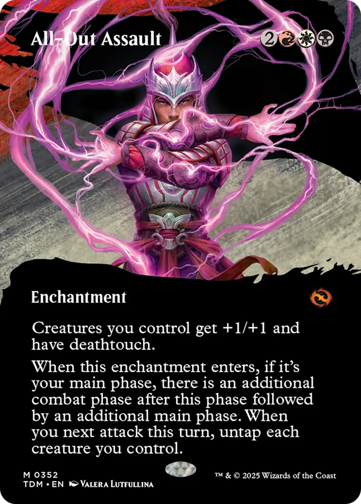 All-Out Assault (TDM-352) - Tarkir: Dragonstorm: (Showcase, enchantment) (Borderless) Foil