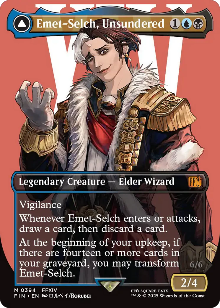 Emet-Selch, Unsundered // Hades, Sorcerer of Eld (FIN-394) - FINAL FANTASY (Borderless) Foil - Image 2