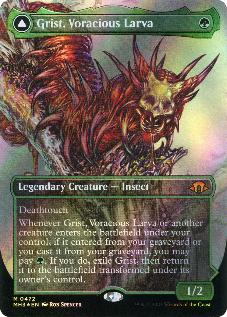 Grist, Voracious Larva (Borderless) (Textured Foil) (MH3-472) - Modern Horizons 3 (Borderless) Foil - Image 2