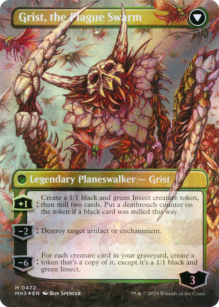 Grist, Voracious Larva (Borderless) (Textured Foil) (MH3-472) - Modern Horizons 3 (Borderless) Foil - Image 3