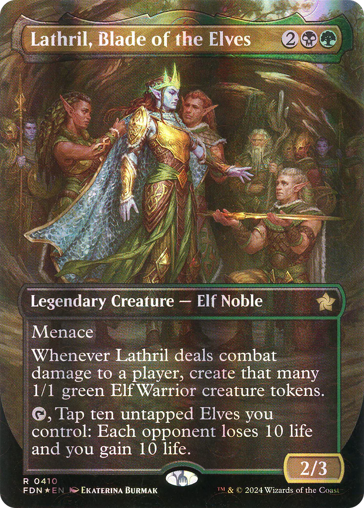 Lathril, Blade of the Elves (FDN-410) - Foundations (Borderless) Foil