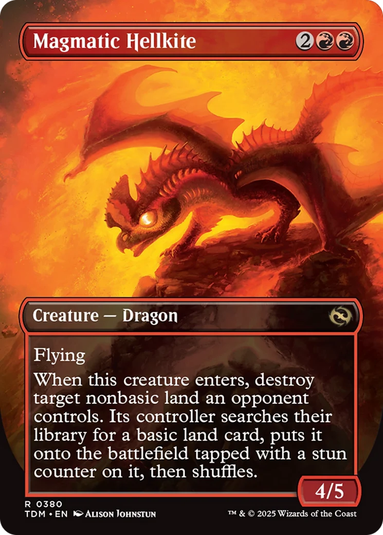 Magmatic Hellkite // Magmatic Hellkite (TDM-380) - Tarkir: Dragonstorm (Borderless) Foil - Image 3