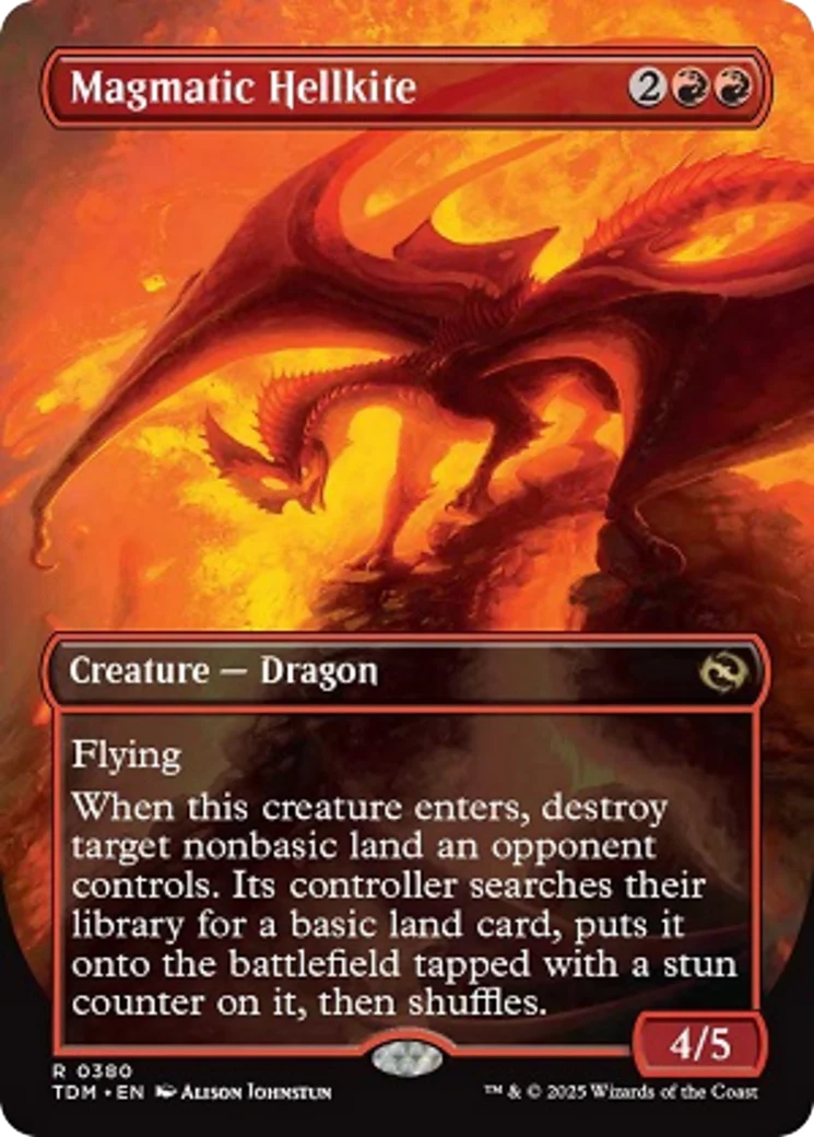 Magmatic Hellkite // Magmatic Hellkite (TDM-380) - Tarkir: Dragonstorm (Borderless) Foil - Image 4