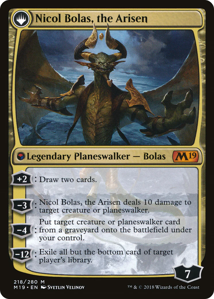 Nicol Bolas, the Ravager // Nicol Bolas, the Arisen (M19-218) - Core Set 2019: (originpwdfc) - Image 2