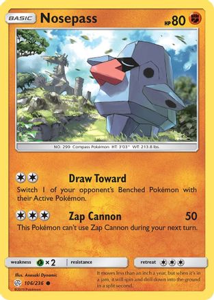 Nosepass 106/236 - SM Cosmic Eclipse Reverse Holofoil